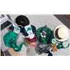 Image 1 : Set of various hats; some formal (Bilmore), some costume wear (ie. St Patty's), a fake wig, and more