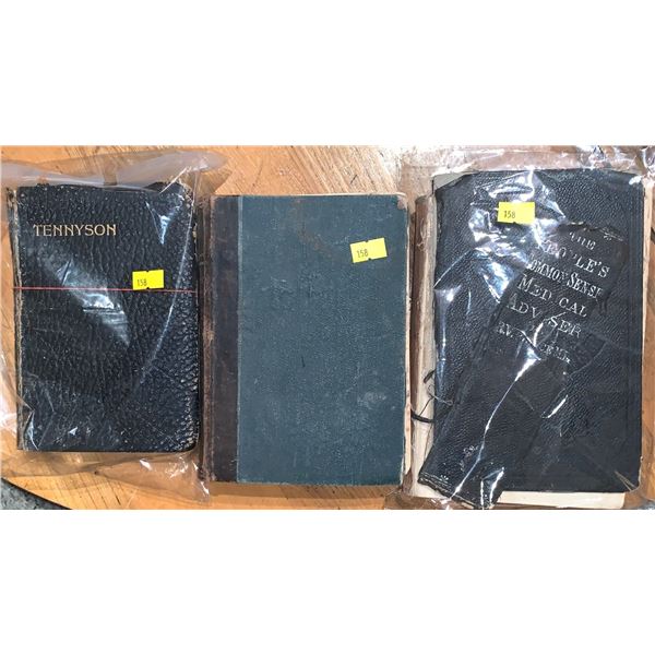 Old books; American-German Letterwriter, Poems of Tennyson, The Peoples Common sense Medical Advisor