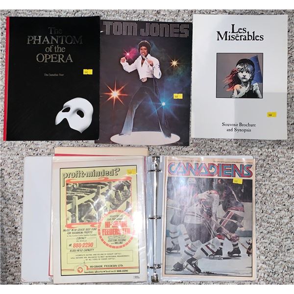 Opera booklets (phantom of the opera, Les Miserables, + more), plus various old booklets + magazines