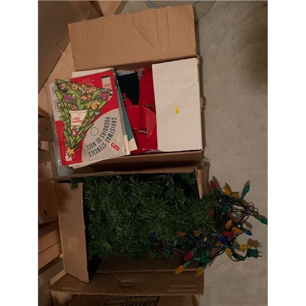Set of Christmas Decorations; wreaths, fake branches with lights, and more!