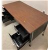Image 1 : Wooden and metal desk; No key for desk, contents included; 60W, 30D, 30T