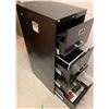 Image 1 : Large black file cabinet; works, has a set of 3 keys; office contents included; 18W, 27D, 52T