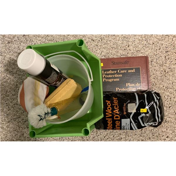Various cleaning items; steel wool, leather care set and more!