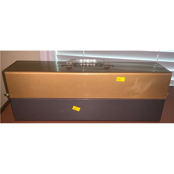 Metal box with portable plug in lighting system inside