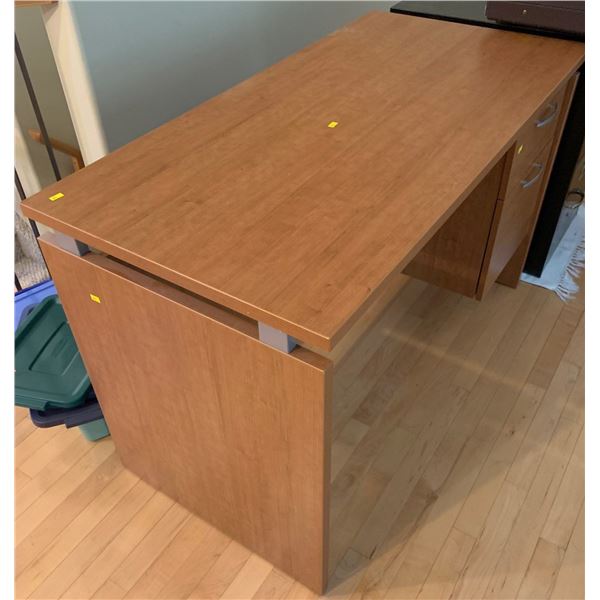 Wooden desk with 2 drawers; includes other wooden pieces; 48W, 24D, 30T