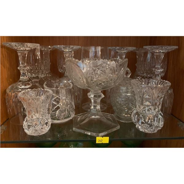 Set of crystal dishes; cups, holders, etc