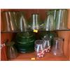 Image 1 : Set of green glasses, plates and other kitchenware. Plus some clear glasses.