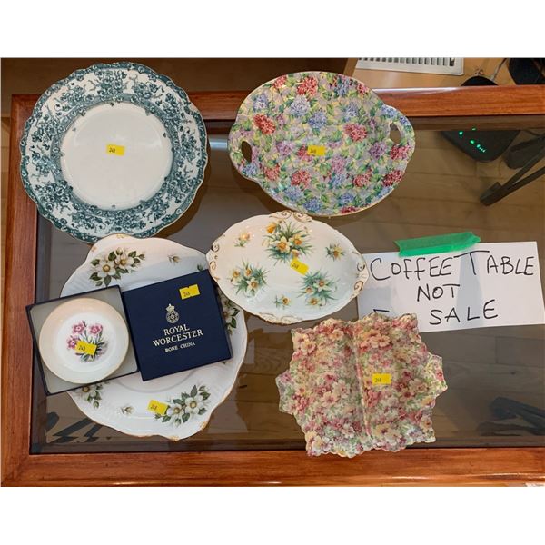 Set of various flower china; bone china, porcelain