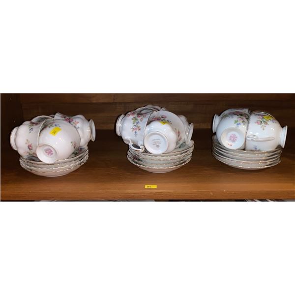 Royal Albert 'miss rose' full china set; large + small  plates, cups, mugs, etc.