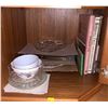 Image 1 : Various kitchen items including oven fire king ware, and other dishes, plus some books!