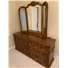 Image 2 : Large wooden dresser with mirror (67W, 18D, 74T)