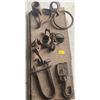 Image 1 : Set of antique tools attached to a wooden board