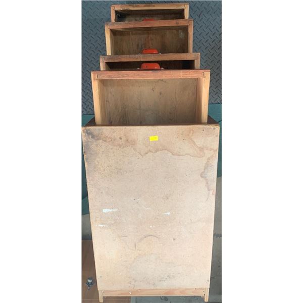 Wooden filing cabinet (no locks); 14W, 23D, 30T