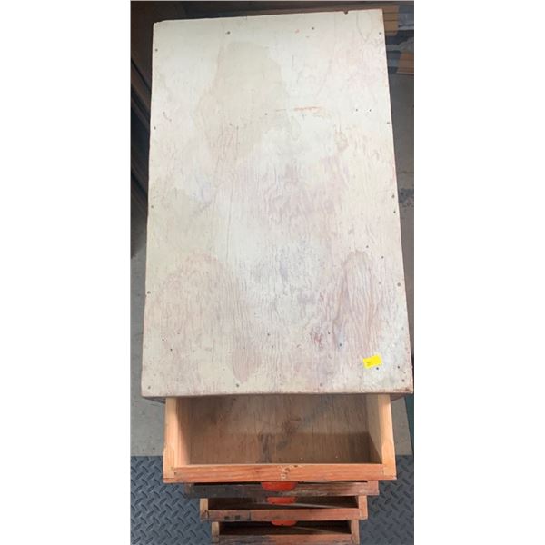 Wooden filing cabinet (no locks); 14W, 23D, 30T