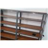 Image 2 : Wooden and metal shelves; 2 are connected, but able to dissemble (both together are 97W, 19D, 78T)