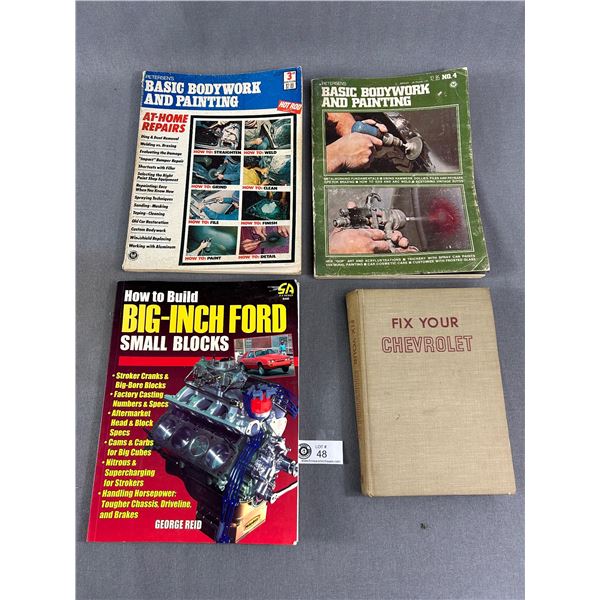 4 Vintage Car Repair Books - Fix Your Chevrolet, Basic Body Work And Painting & H/T Build Big-Inch F
