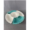 Image 1 : Mid Century Modern California Lazy Susan 5 Pc. Turquoise and White Serving Tray