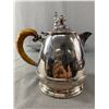 Image 2 : Vintage Mid Century Silverplate Teapot w/ Wicker Handle and Chrome Opening Tidbit Tray