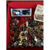 Image 2 : Vintage Wood & Felt Lined Box w/ Assorted Costume Jewelry Pieces & More. Approx. 10.5" x 14.5" x 3"