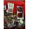 Image 3 : Vintage Wood & Felt Lined Box w/ Assorted Costume Jewelry Pieces & More. Approx. 10.5" x 14.5" x 3"