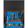 Image 3 : Vintage Marked ARG 800 Flatware In Velvet Linded Box w/ Hinged Lid & Drawer. Approx. 16" x 11" x 6.5