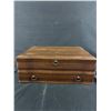 Image 4 : Vintage Marked ARG 800 Flatware In Velvet Linded Box w/ Hinged Lid & Drawer. Approx. 16" x 11" x 6.5