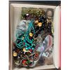 Image 2 : Vintage Wood Flatware Box w/ Drawer & Hinged Lid. Approx. 15.5" x 11" x 5.5".  Assorted Jewelry Incl