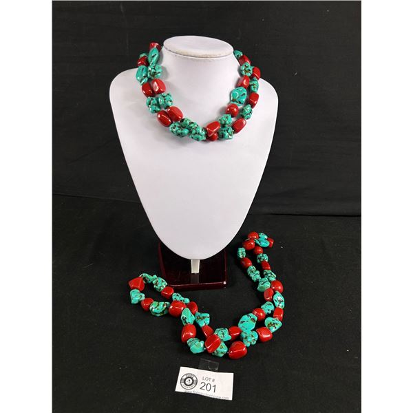 2 - 32" L Vintage Southwest Beaded Necklaces.