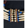Image 3 : Vintage Handmade Bone Choker Style Beaded Necklace. Approx. 28" L w/ Ties
