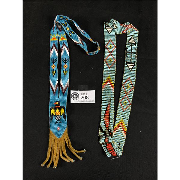29" L Native Style Seed Beaded Necklace w/ Eagel & 28" L Stretch Hatband/Necklace