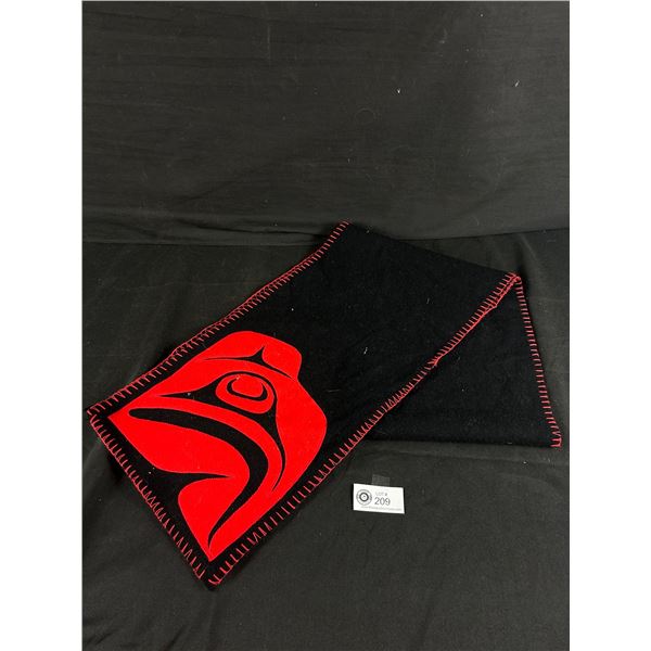 60  x 10  Red & Black First Nations Bird Design Scarf/ Sash