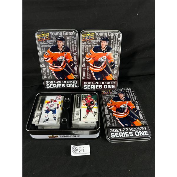 3  2021-22 Upper Deck Hockey Series One Collector Cards In Tins