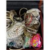 Image 2 : Vintage Velvet Lined Wood Flatware Box w/ Assorted Jewelry. Approx. 17" x 12.5" x 4"