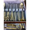 Image 2 : Vintage Community Flatware In Original Wood Box w/ Drawer Of Misc. Knives. Approx. 19" x 10.75" x 6"