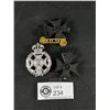 Image 1 : 2 Plastic Economy UK Kings Royal Rifle Corps Cap Badges, Rifle Brigade Cap Badge & Police Pin