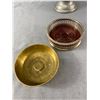 Image 2 : 5 Antique Metalwork Items including 19th Century Pewter Inkwell