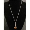 Image 1 : Sterling Silver with Genuine Amber Pendant with Sterling Silver Chain