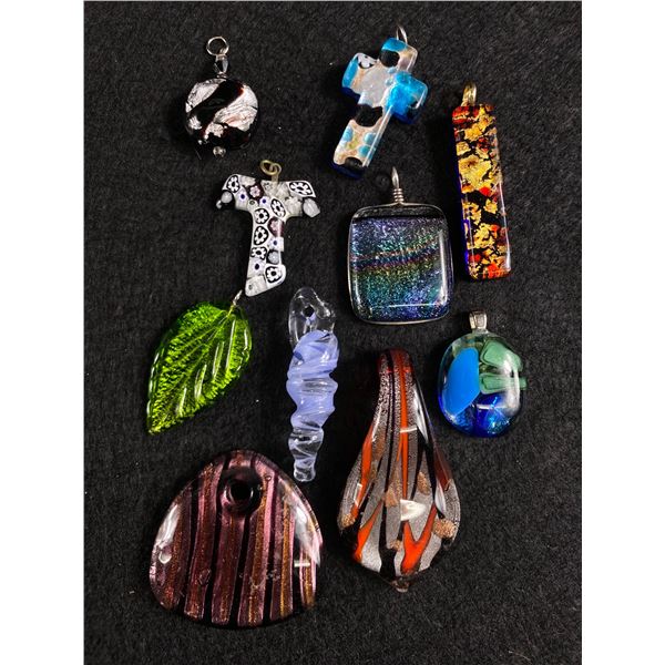 Collection of Venetian Blown Art Glass Pendants.