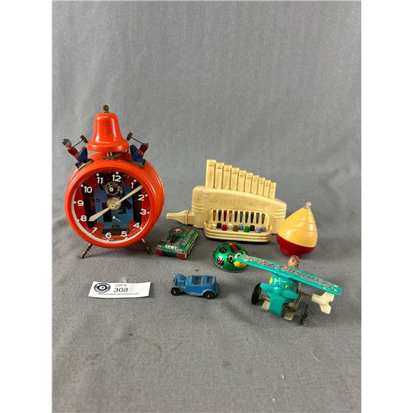Vintage German Made Wind Up Clock, Proll-O-Tone Organ, Asian Tin Toys & More