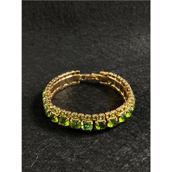 Vintage Green Rhinestone Bracelet