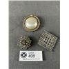 Image 1 : 3 Vintage Clear Rhinestone Brooches