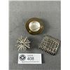 Image 2 : 3 Vintage Clear Rhinestone Brooches