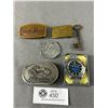 Image 1 : 3 Vintage Metal Belt Buckles, Sargent Skeleton Key, Watch &More