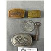 Image 2 : 3 Vintage Metal Belt Buckles, Sargent Skeleton Key, Watch &More