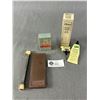 Image 1 : Vintage Shaving Lot - Glacier Alum Block, Electric Clipper Grease, Frantz Swaty Austria Razor Hone &