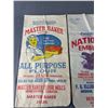 Image 2 : 3 Vintage 26.5" x 13" Milling Bags - Red Head White Corn Meal, National Emblem Flour & Master Baker 