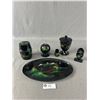Image 1 : Vintage Asian 6Pc Home Décor Set. Tray Is 11" L