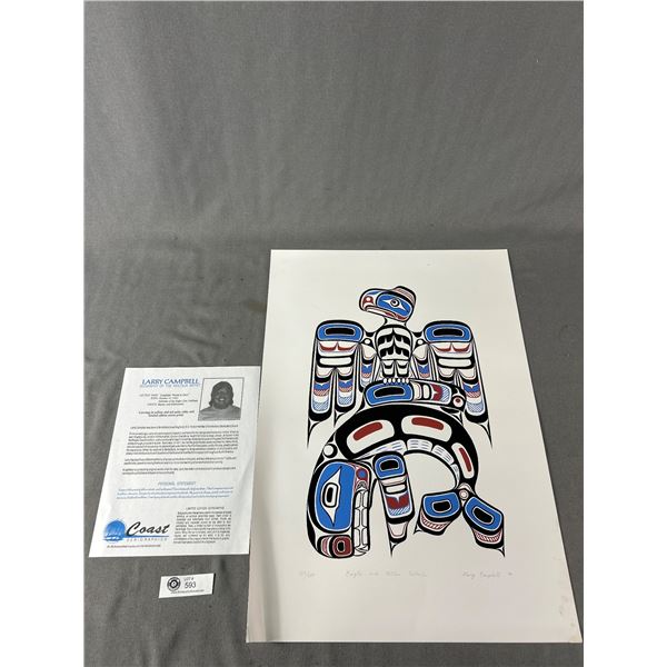1994 Heiltsuk (Bella Bella) Band Larry Campbell Ltd Ed. 123/300 "Eagle & Killer Whale" Signed, 24" x