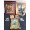 Image 1 : Assortment of Framed Artwork & Blue Boy Statue