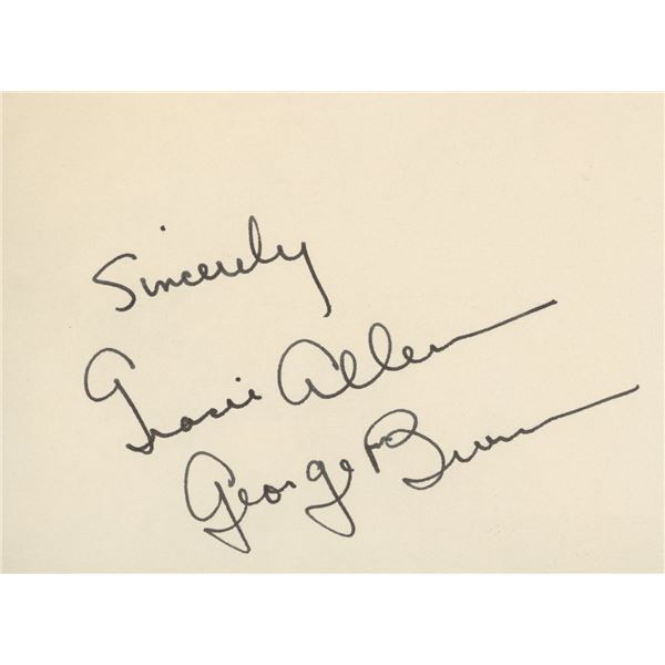 George Burns and Gracie Allen signature cut